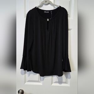 New York & Co. Elegant Black Women's Blouse w/ Bell Sleeves